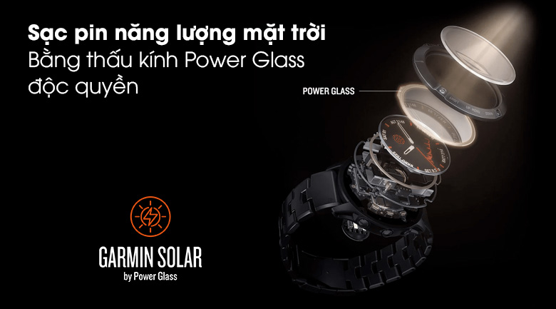 Đồng hồ thông minh Garmin Fenix 6S Pro Solar dây silicone sạc pin bằng năng lượng mặt trời
