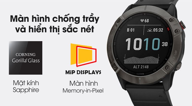 Đồng hồ thông minh Garmin Fenix 6X Sapphire dây silicone