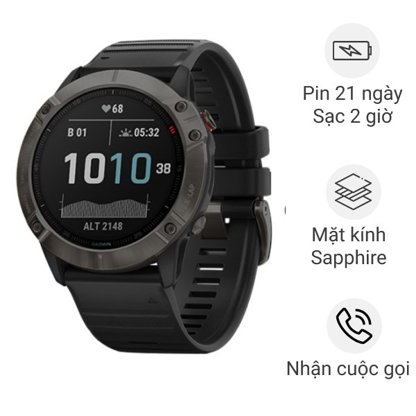 Đồng Hồ Thông Minh Garmin Fenix 6X Sapphire 51Mm Đen