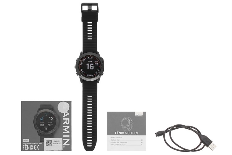 Đồng hồ thông minh Garmin Fenix 6X Sapphire 51mm Đen Màu Đen