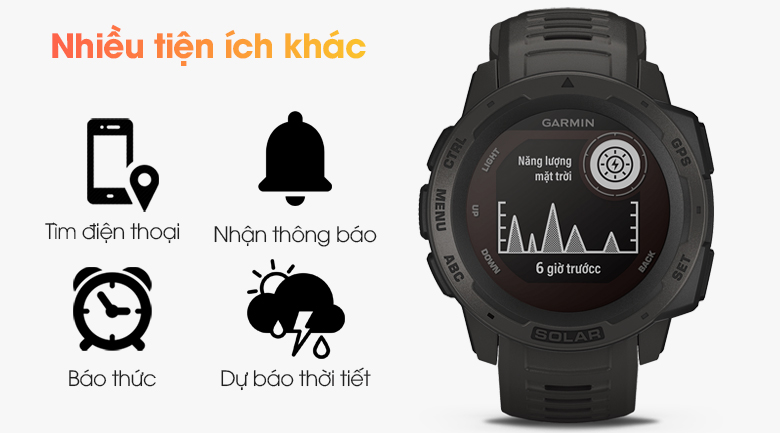 Đồng hồ thông minh Garmin Instinct Solar 45mm Đen