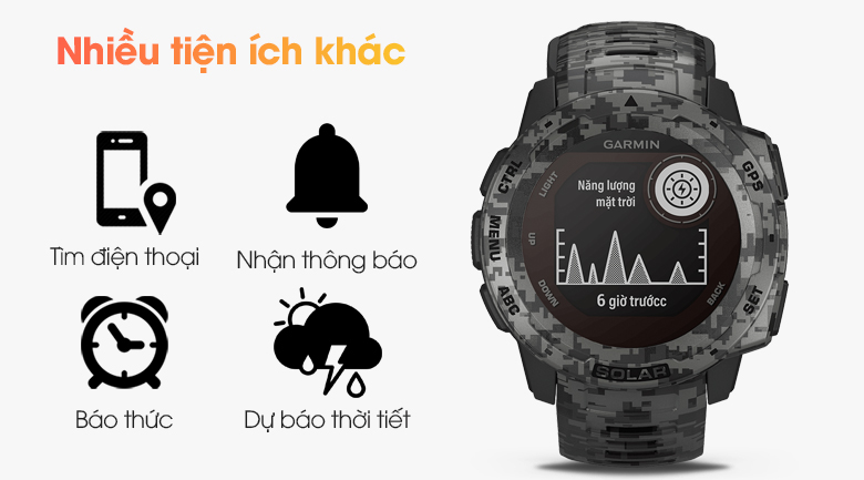 Đồng hồ thông minh Garmin Instinct Solar 45mm Xám