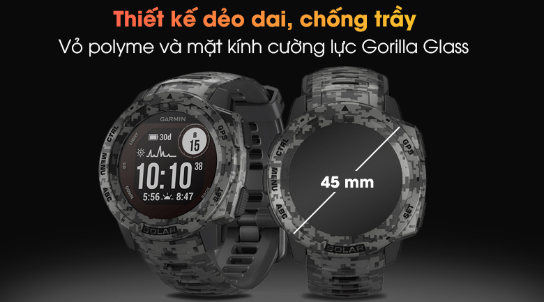 Đồng hồ thông minh Garmin Instinct Solar 45mm Xám
