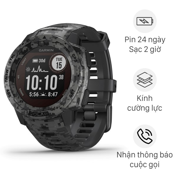 Đồng Hồ Thông Minh Garmin Instinct Solar 45Mm Xám