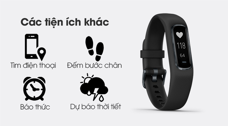 Vòng đeo tay thông minh Garmin Vivosmart 4 dây silicone
