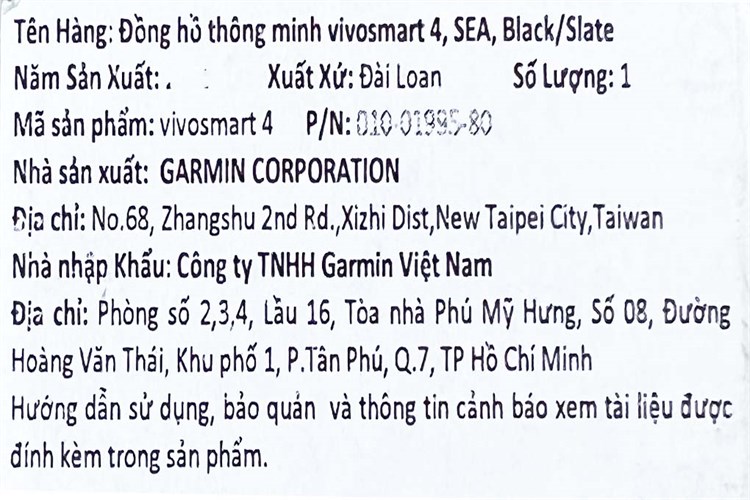 Vòng đeo tay thông minh Garmin Vivosmart 4 dây silicone Màu Đen