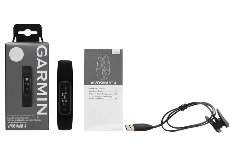 Vòng đeo tay thông minh Garmin Vivosmart 4 dây silicone Màu Đen