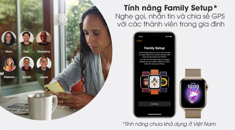 Apple Watch S6 LTE 40mm viền thép dây thép được trang bị tính năng Family Setup