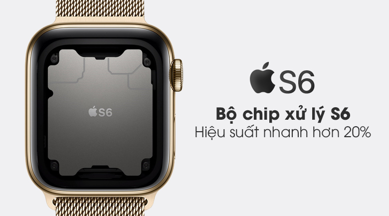 Apple Watch S6 LTE 40mm viền thép dây thép có bộ chip xử lý S6 mang lại hiệu năng cao