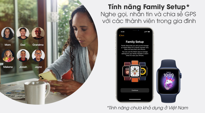 Apple Watch S6 LTE 40mm viền nhôm dây cao su có tính năng Family Setup