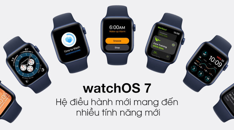 Apple Watch S6 LTE 40mm viền nhôm dây cao su sử dụng hệ điều hành watchOS 7