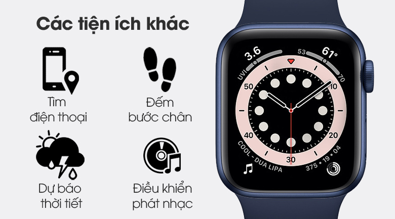 Apple Watch S6 LTE 40mm viền nhôm dây cao su có nhiều tiện ích khác