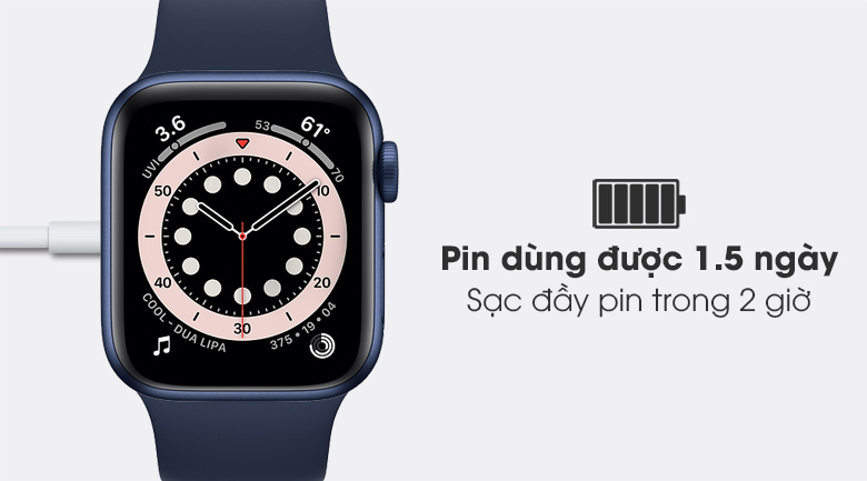 Apple Watch S6 LTE 40mm viền nhôm dây cao su có pin sử dụng được trong 1.5 ngày