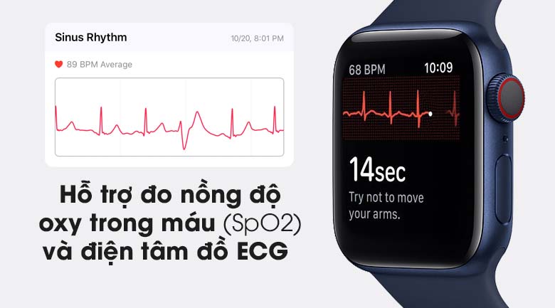Apple Watch S6 LTE 40mm viền nhôm dây cao su hỗ trợ đo nồng độ oxy trong máu