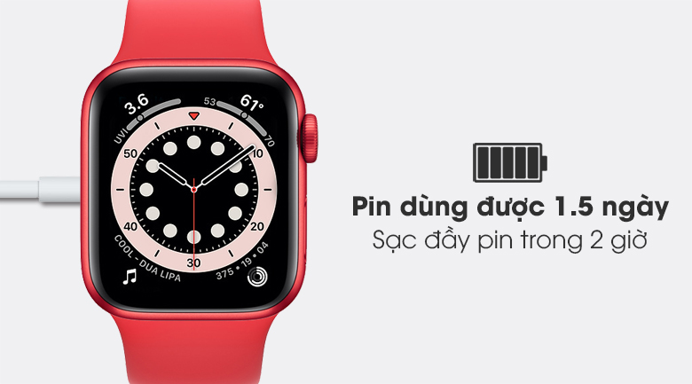 Apple Watch S6 LTE 40mm viền nhôm dây cao su (Product RED) có pin dùng được 1.5 ngày