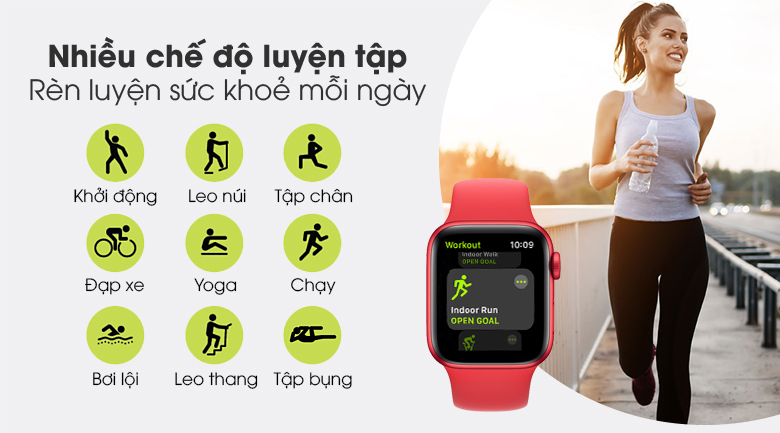 Apple Watch S6 LTE 40mm viền nhôm dây cao su (Product RED) có nhiều chế độ luyện tập
