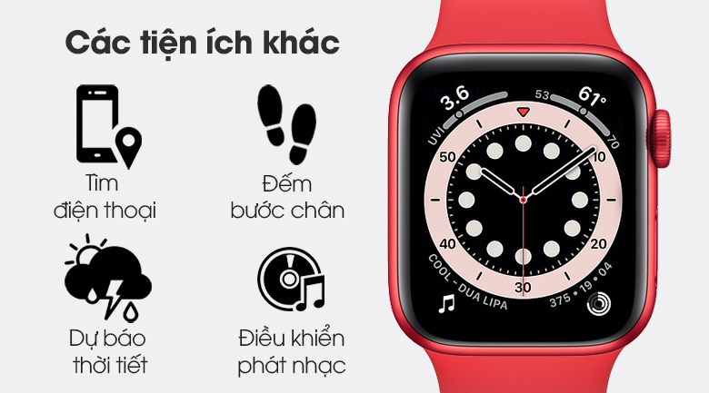 Apple Watch S6 LTE 40mm viền nhôm dây cao su (Product RED) có nhiều tiện ích khác