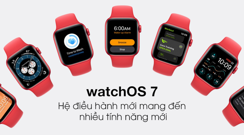 Apple Watch S6 LTE 40mm viền nhôm dây cao su (Product RED) sử dụng hệ điều hành watchOS 7