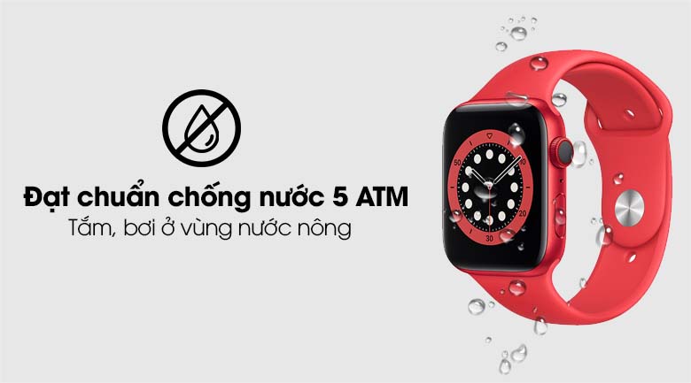 Apple Watch S6 LTE 40mm viền nhôm dây cao su (Product RED) có hệ số chống nước 5 ATM