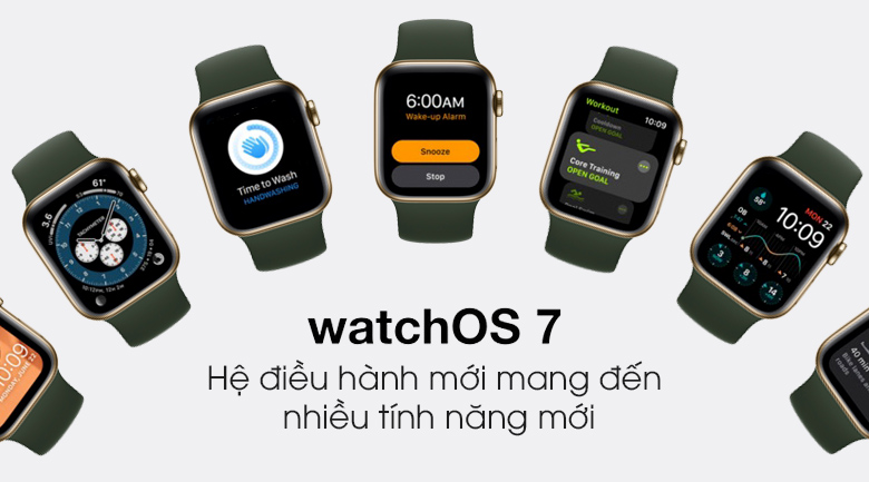 Apple Watch S6 LTE 40mm viền thép dây cao su với hệ điều hành WatchOS7