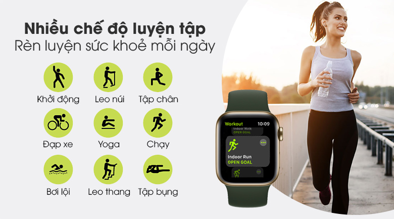 Apple Watch S6 LTE 40mm viền thép dây cao su với nhiều chế độ luyện tập