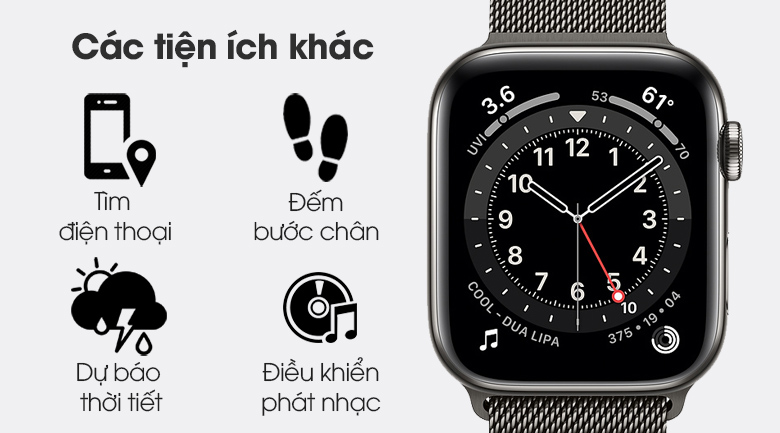 Đồng hồ thông minh Apple Watch S6 LTE 44mm viền thép dây thép