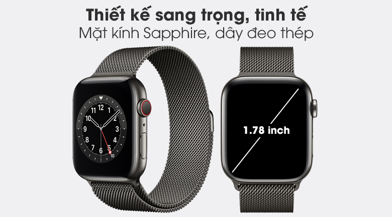 Đồng hồ thông minh Apple Watch S6 LTE 44mm viền thép dây thép