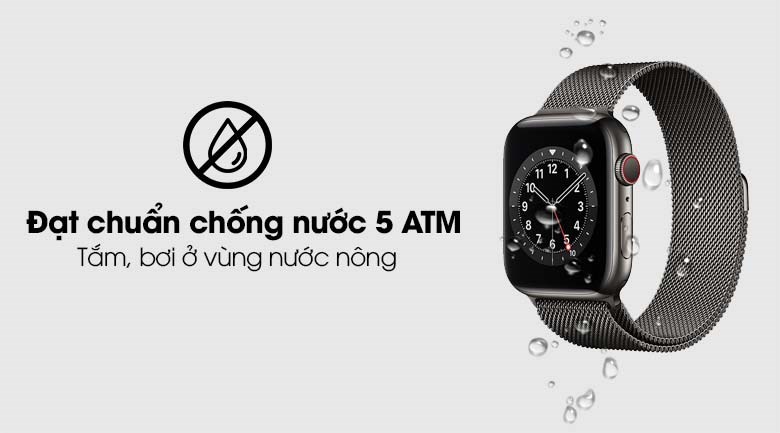 Đồng hồ thông minh Apple Watch S6 LTE 44mm viền thép dây thép