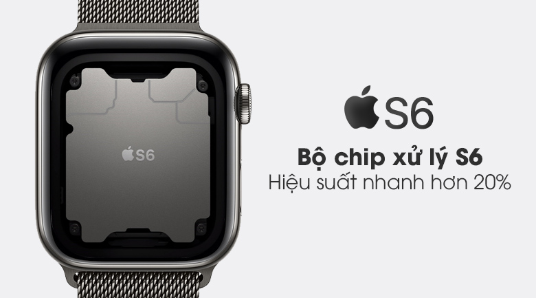 Apple Watch S6 LTE 44mm viền thép dây thép sử dụng bộ chip S6 nhanh hơn