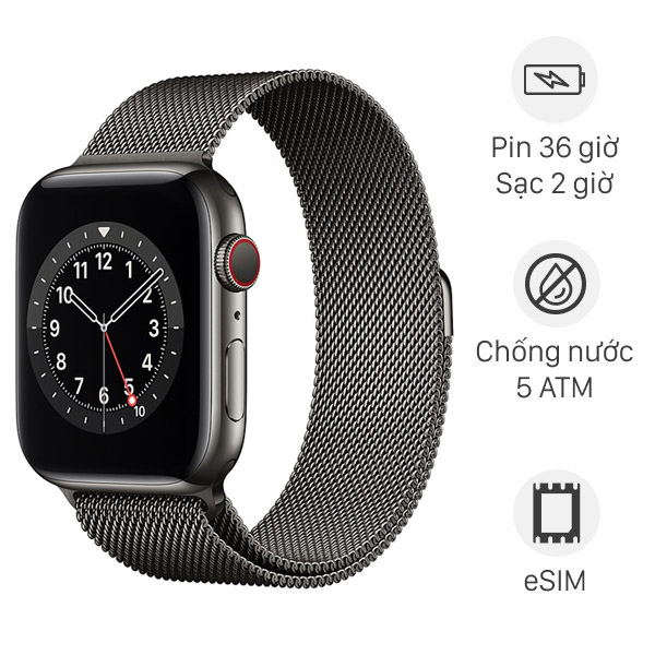 Apple Watch S6 LTE 44mm viền thép dây thép