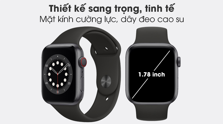 Apple Watch S6 LTE 44mm viền nhôm dây cao su có thiết kế thời thượng