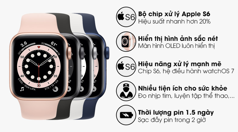 Đồng hồ Apple Watch S6 40mm viền nhôm - chính hãng, giá rẻ