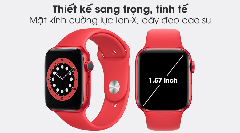 Apple Watch S6 40mm viền nhôm dây cao su (RED) nổi bật với thiết kế sang trọng, hiện đại