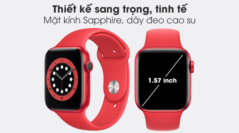 Apple Watch S6 40mm viền nhôm dây cao su (RED) nổi bật với thiết kế sang trọng, hiện đại