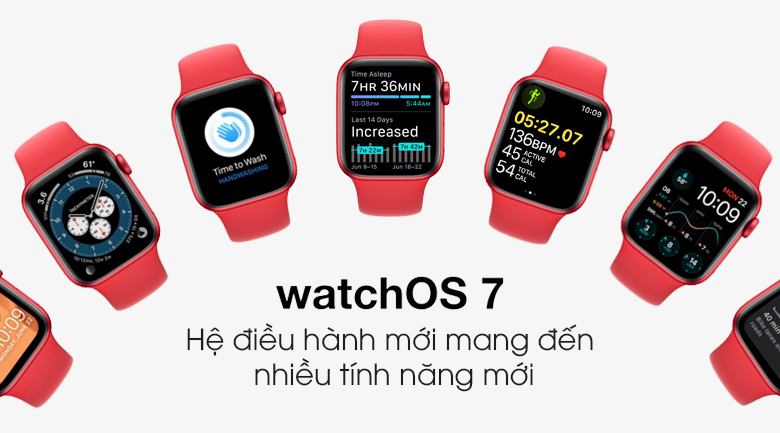 Apple Watch S6 40mm viền nhôm dây cao su (RED) sử dụng hệ điều hành watchOS 7 mang đến nhiều tính năng mới