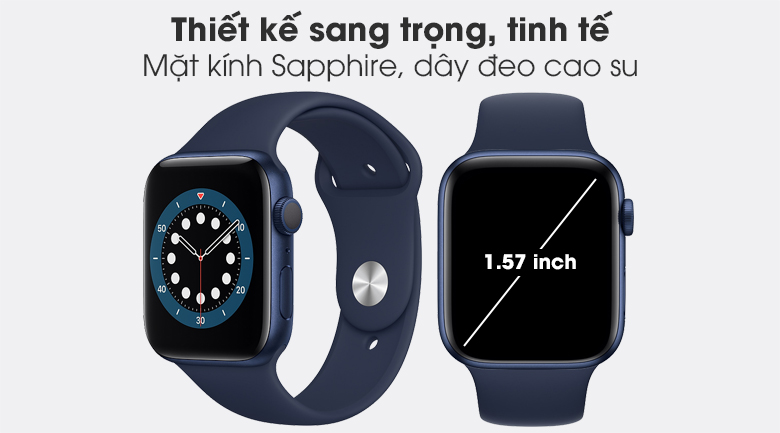 Apple Watch S6 44mm viền nhôm dây cao su có thiết kế sang trọng