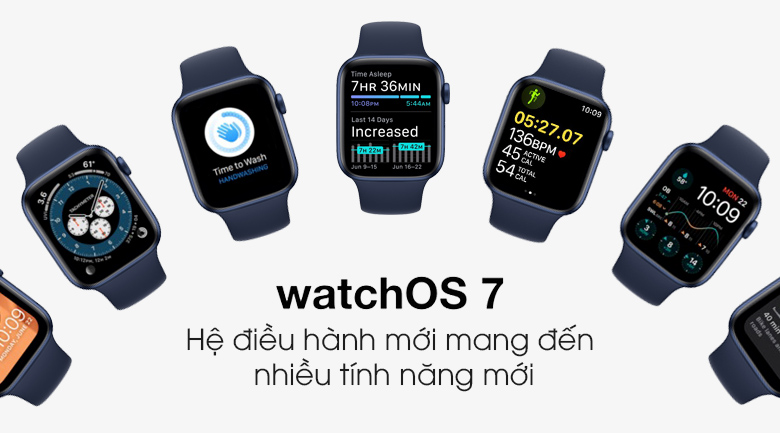 Apple Watch S6 44mm viền nhôm dây cao su với hệ điều hành hiện đại