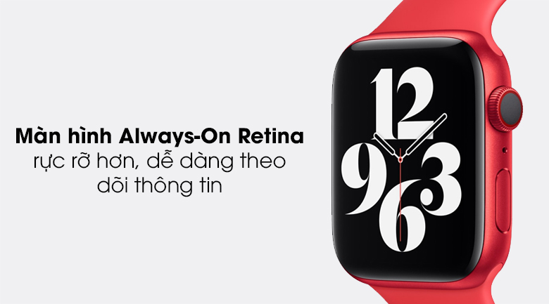 Apple Watch S6 44mm viền nhôm dây cao su có màn hình luôn hiển thị Apple Watch S6 44mm viền nhôm dây cao su có màn hình luôn hiển thị