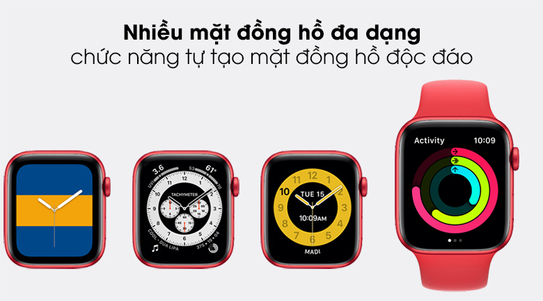 Apple Watch S6 44mm viền nhôm dây cao su có giao diện phong phú