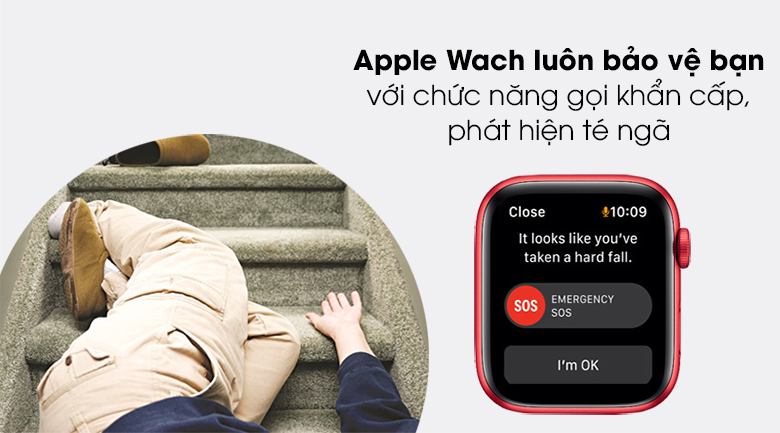 Apple Watch S6 44mm viền nhôm dây cao su có chức năng phát hiện té ngã