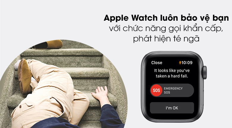 Apple Watch SE LTE 40mm viền nhôm dây cao su quan tâm đến an toàn của bạn