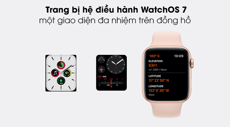 Apple Watch SE LTE 44mm viền nhôm dây cao su có hệ điều hành tối ưu