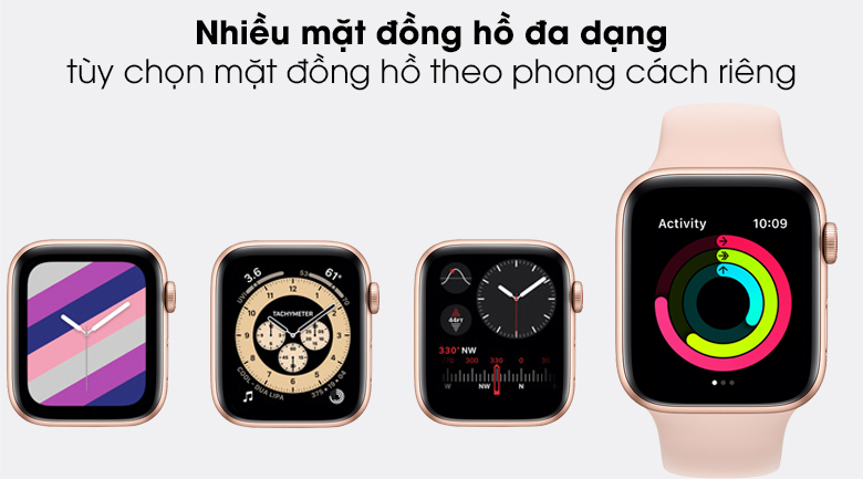 Apple Watch SE LTE 44mm viền nhôm dây cao su có nhiều mặt đồng hồ cho người dùng tùy chọn