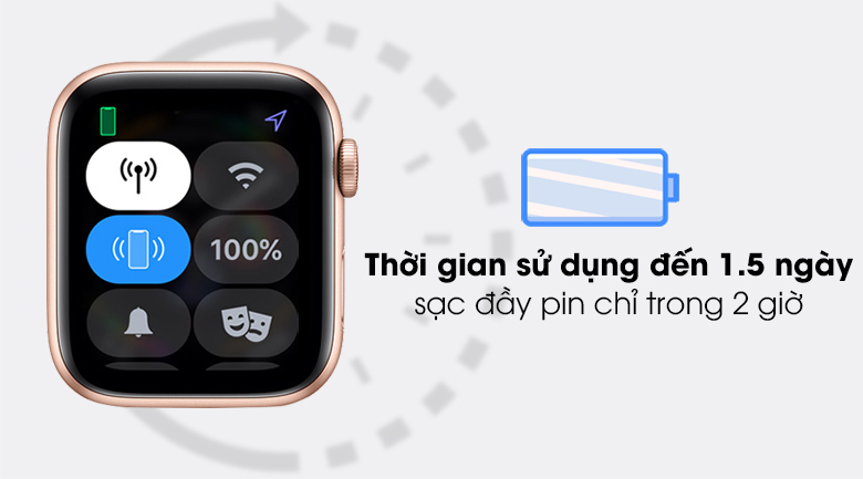 Apple Watch SE LTE 44mm viền nhôm dây cao su có thời lượng pin lớn
