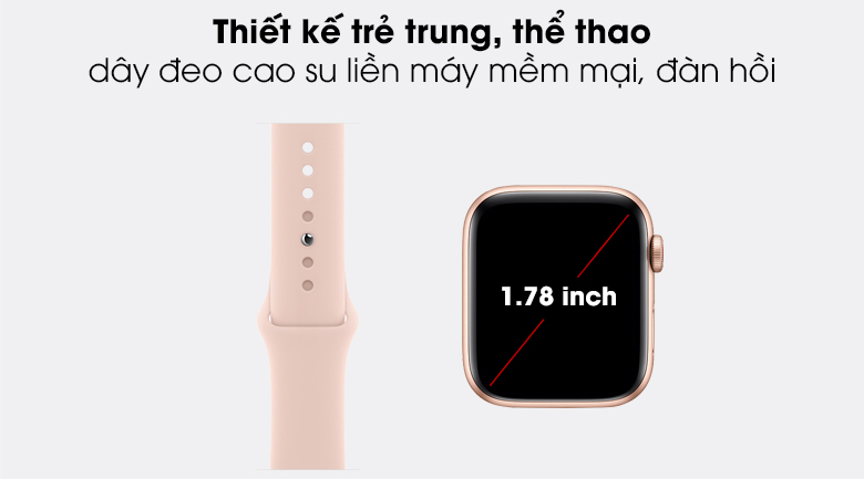 Apple Watch SE LTE 44mm viền nhôm dây cao su có thiết kế thời trang