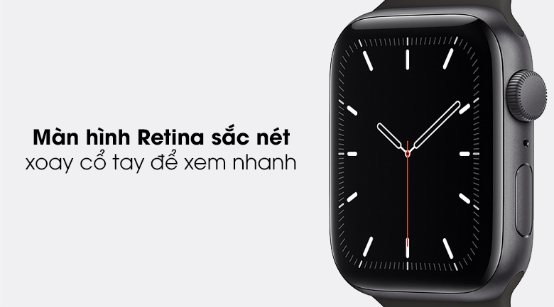 Apple Watch SE 44mm viền nhôm dây cao su có màn hình sắc nét và mặt kính chống va đập