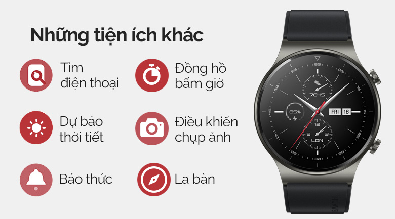 Huawei Watch GT2 Pro 46mm dây silicone còn nhiều tính năng hữu ích khác Huawei Watch GT2 Pro 46mm dây silicone còn nhiều tính năng hữu ích khác