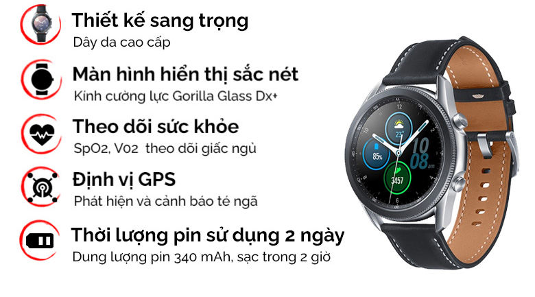 Galaxy Watch 3: Điểm danh ngay nào các tín đồ công nghệ! Mẫu smartwatch nổi tiếng Galaxy Watch 3 đã chính thức có mặt tại cửa hàng. Thiết kế đẹp mắt, tính năng đa dạng mang đến trải nghiệm tuyệt vời cho người dùng. Bạn đừng bỏ lỡ cơ hội sở hữu chiếc đồng hồ thông minh tuyệt vời này!