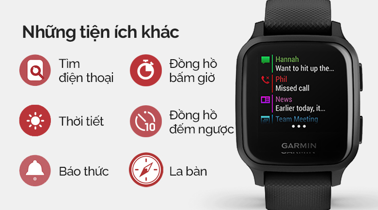 Đồng hồ thông minh Garmin Venu SQ 40.6mm Xám