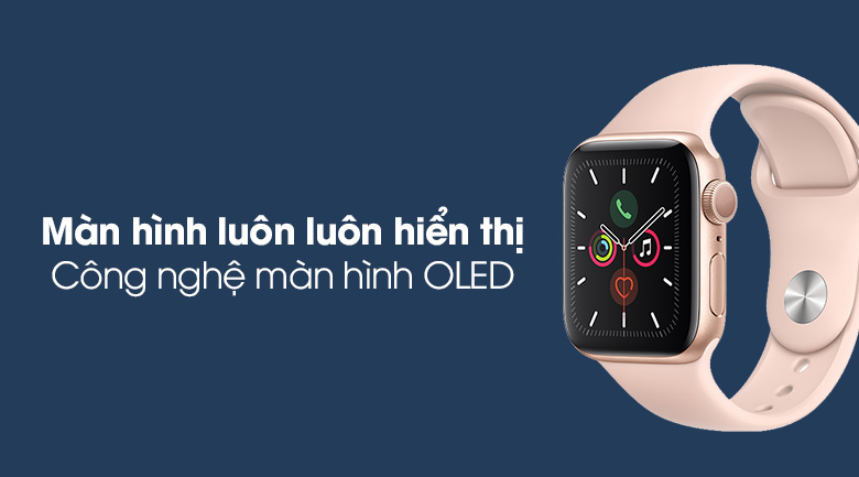 Đồng hồ thông minh Apple Watch S5 44mm viền nhôm dây cao su hồng
